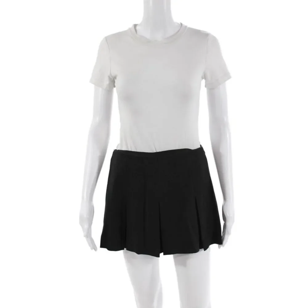 Zara Womens Solid Pleated Mini Skort Black Size S